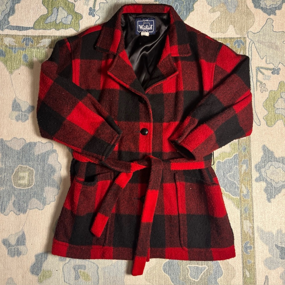 Woolrich Women's vintage Red and Black Plaid Pea Coat